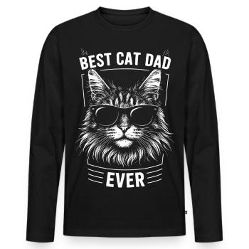 Bester Maine Coon Katzen Papa Ever T-Shirt - Männer Premium Bio Langarmshirt - Schwarz - Vorne - Nico (187cm)