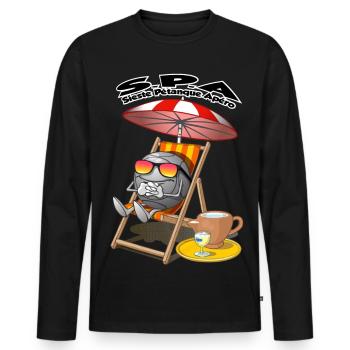 Sieste apéro pétanque - T-shirt manches longues Premium bio Homme - noir - Devant - Nico (187cm)