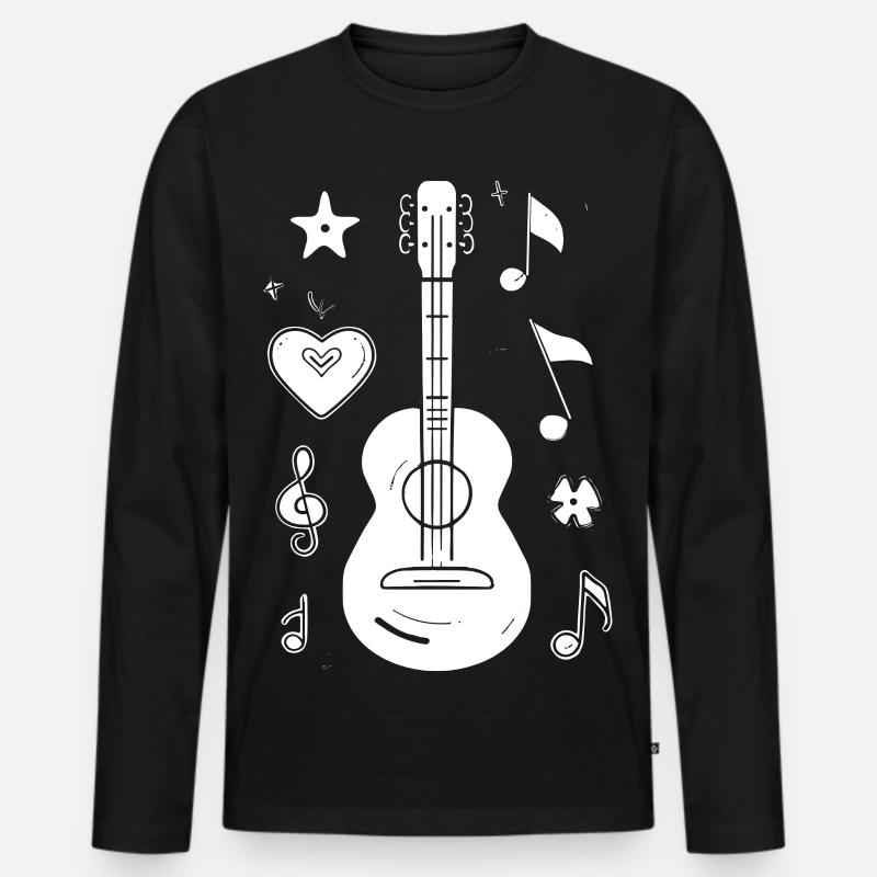 Ukulele Zeichnung - Männer Premium Bio Langarmshirt - Schwarz