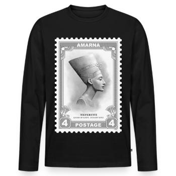 Nefertiti Stamp - Men's Premium Organic Long Sleeve Shirt - black - Front - Nico (187cm)
