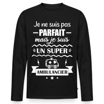 Super Ambulanz Notfall Krankenwagen - Männer Premium Bio Langarmshirt - Schwarz - Vorne - Nico (187cm)