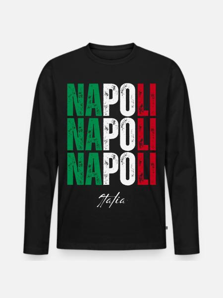 Naples Italy, souvenir of Naples - Men's Premium Organic Long Sleeve Shirt - black