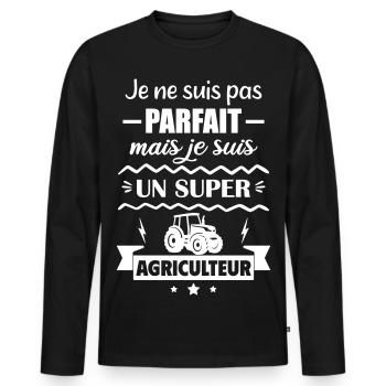 Not perfect but great farmer - Men's Premium Organic Long Sleeve Shirt - black - Front - Nico (187cm)