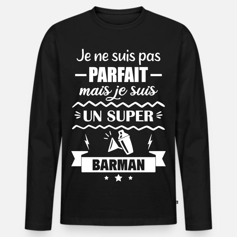 Nicht perfekt, aber toller Barkeeper - Männer Premium Bio Langarmshirt - Schwarz