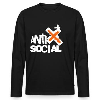 Logo d’art de rue antisocial - T-shirt manches longues Premium bio Homme - noir - Devant - Nico (187cm)