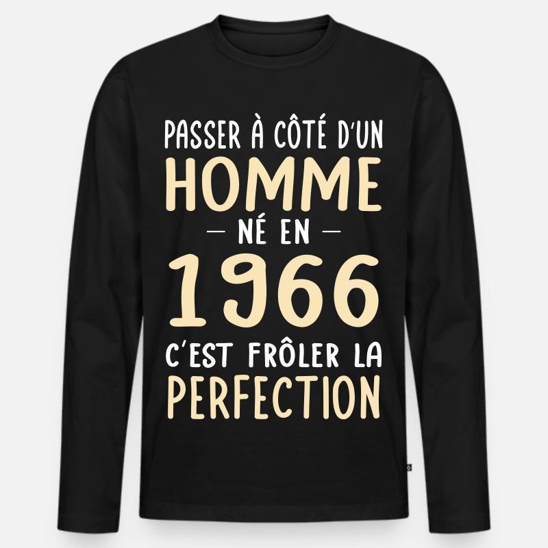 Geboren 1966 – Perfektion nahe - Männer Premium Bio Langarmshirt - Schwarz
