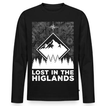 Perdu dans les Highlands - T-shirt manches longues Premium bio Homme - noir - Devant - Nico (187cm)