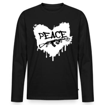 Peace Gun Blossoms Graffiti - Men's Premium Organic Long Sleeve Shirt - black - Front - Nico (187cm)