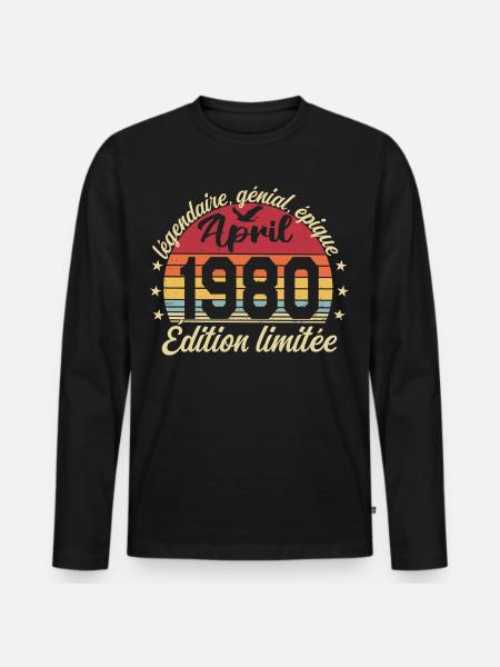 1980 April Anniversary April 1980 - Men's Premium Organic Long Sleeve Shirt - black