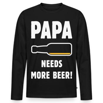 Papa a besoin de plus de bière ! (Bière Père Papa / NEG 2C) - T-shirt manches longues Premium bio Homme - noir - Devant - Nico (187cm)