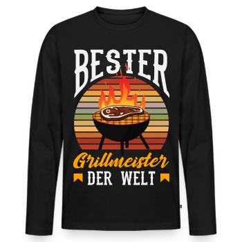 Bester Grillmeister Der Welt Papa Vater Lustig - Männer Premium Bio Langarmshirt - Schwarz - Vorne - Nico (187cm)