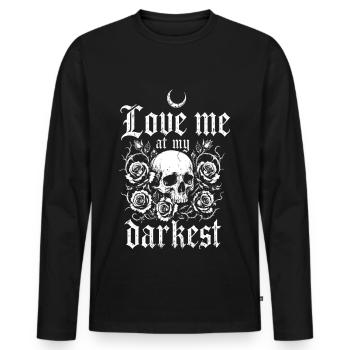 Gothic Skull and Roses | Dark Romance Alternative - Männer Premium Bio Langarmshirt - Schwarz - Vorne - Nico (187cm)