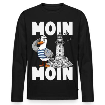 Moin Moin Norden - Maritimes Norddeutsch Design - Männer Premium Bio Langarmshirt - Schwarz - Vorne - Nico (187cm)