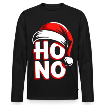 Ho No Weihnachts Logo mit Santa Hut - Männer Premium Bio Langarmshirt - Schwarz - Vorne - Nico (187cm)