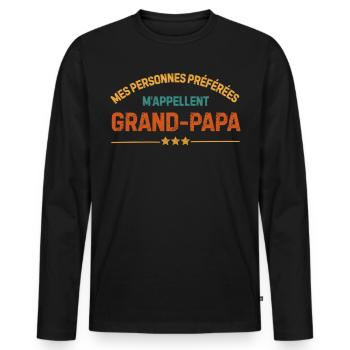 Personnes M'Appellent Grand-Papa personnalisé - T-shirt manches longues Premium bio Homme - noir - Devant - Nico (187cm)