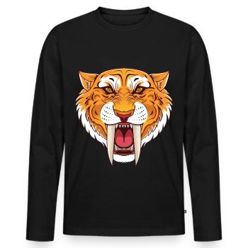 Urzeit Säbelzahntiger - Männer Premium Bio Langarmshirt - Schwarz - Vorne - Nico (187cm)