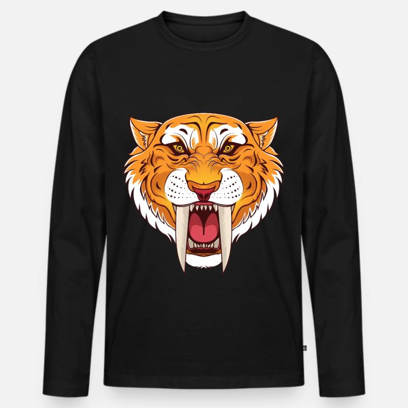 Urzeit Säbelzahntiger - Männer Premium Bio Langarmshirt - Schwarz