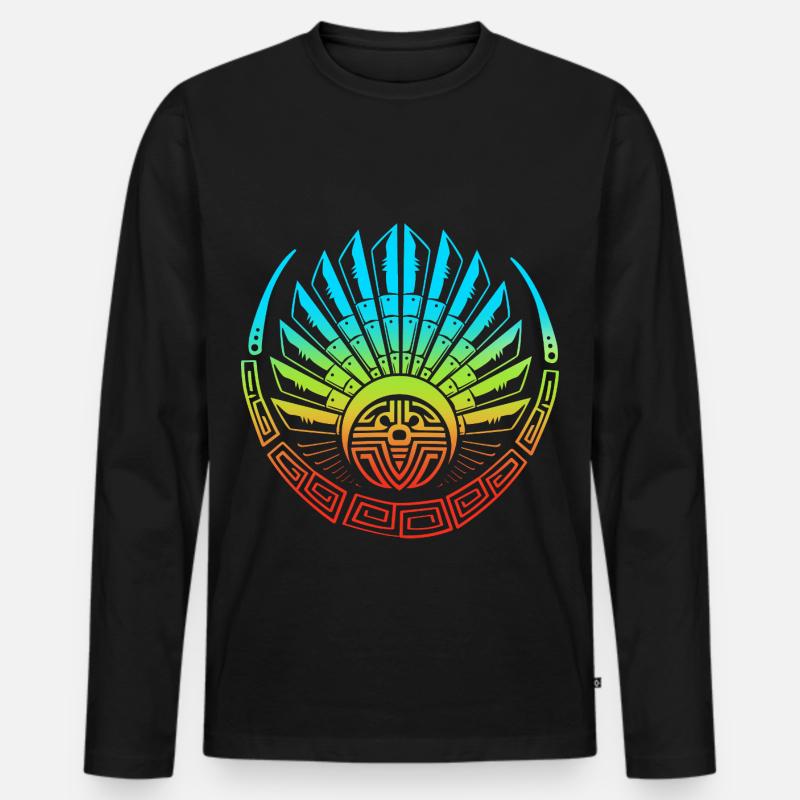 aztec Maya kalender Inka - Männer Premium Bio Langarmshirt - Schwarz