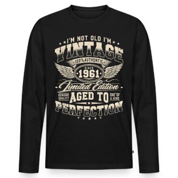 1961 Vintage Vintage Rétro Cadeau d’anniversaire - T-shirt manches longues Premium bio Homme - noir - Devant - Nico (187cm)