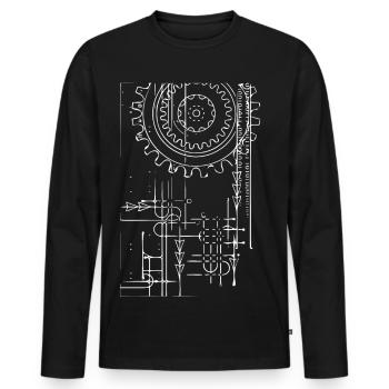 Roue engrenage (blanc) - T-shirt manches longues Premium bio Homme - noir - Devant - Nico (187cm)