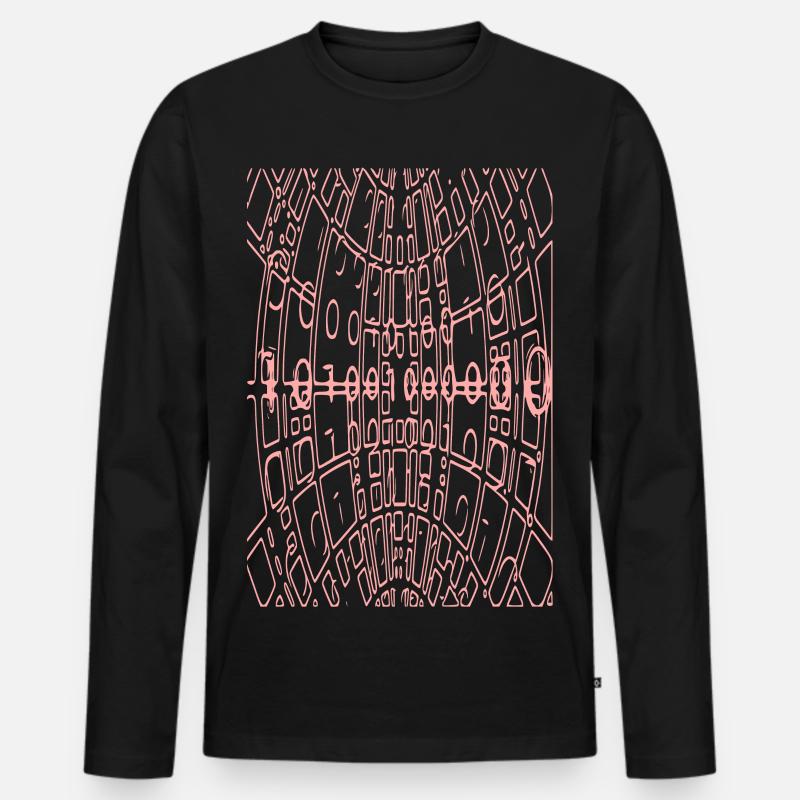 Binary Code Abstract (pink) - Men's Premium Organic Long Sleeve Shirt - black