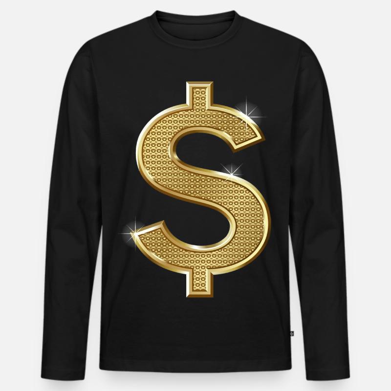Dollarzeichen - Männer Premium Bio Langarmshirt - Schwarz