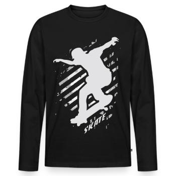 SK8R | Skate | Skater | Skateboard Skating - Men's Premium Organic Long Sleeve Shirt - black - Front - Nico (187cm)
