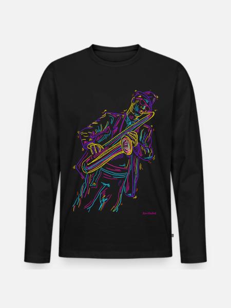 Jazz Sax - Men's Premium Organic Long Sleeve Shirt - black