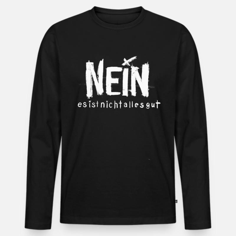 NEIN - Männer Premium Bio Langarmshirt - Schwarz