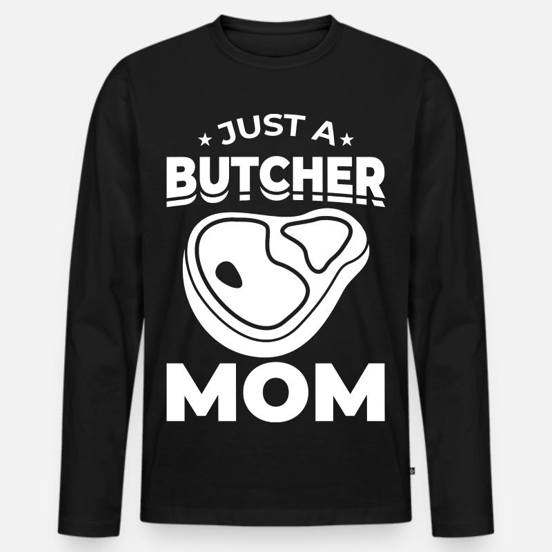 Nur eine Metzger Mutter - Männer Premium Bio Langarmshirt - Schwarz