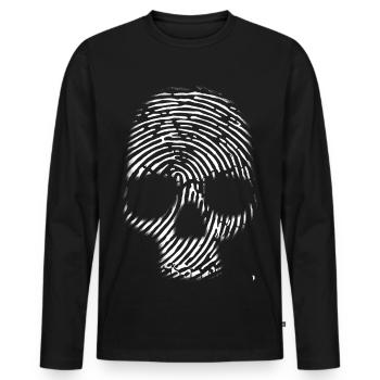 Un crâne avec une empreinte digitale. - T-shirt manches longues Premium bio Homme - noir - Devant - Nico (187cm)