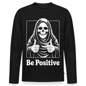Be Positive Skelett Motiv - Männer Premium Bio Langarmshirt - Schwarz - Vorne - Nico (187cm)