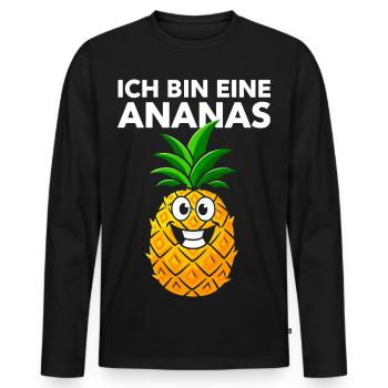 Ananas Kostüm Fasching Karneval Obst verkleiden - Männer Premium Bio Langarmshirt - Schwarz - Vorne - Nico (187cm)