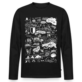 Burgdorf Encounter - Doodle - Men's Premium Organic Long Sleeve Shirt - black - Front - Nico (187cm)