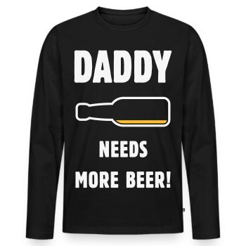 Papa a besoin de plus de bière ! (Papa / Papa / Bière / NÉGATIF) - T-shirt manches longues Premium bio Homme - noir - Devant - Nico (187cm)