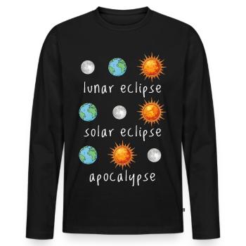 Lunar Eclipse Solar Eclipse Apocalypse Humor - Men's Premium Organic Long Sleeve Shirt - black - Front - Nico (187cm)