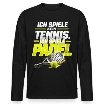 Ich spiele kein Tennis, ich spiele Padel - Männer Premium Bio Langarmshirt - Schwarz - Vorne - Nico (187cm)