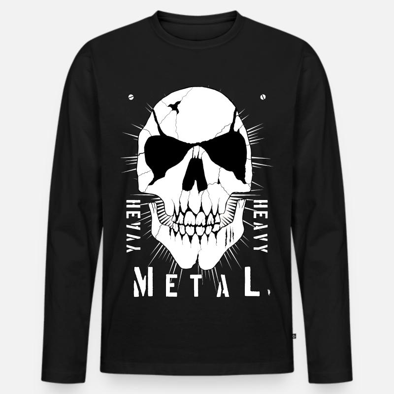 Metallschädel mit Rissen - Männer Premium Bio Langarmshirt - Schwarz