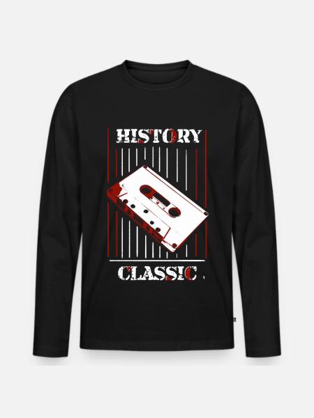 Geschichte & Klassiker: Retro-Kassette - Männer Premium Bio Langarmshirt - Schwarz