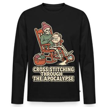 Cross Stitching Through The Apocalypse - Männer Premium Bio Langarmshirt - Schwarz - Vorne - Nico (187cm)
