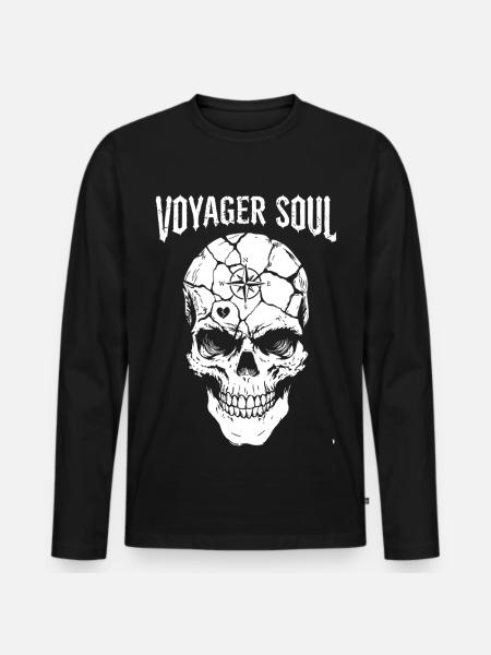 Reisendes Schädel: Seele der Expedition - Männer Premium Bio Langarmshirt - Schwarz