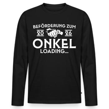 Werdender Onkel 2026 loading - Männer Premium Bio Langarmshirt - Schwarz - Vorne - Nico (187cm)