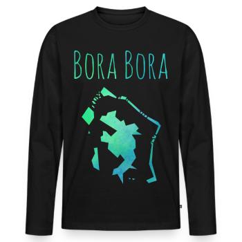 bora bora - T-shirt manches longues Premium bio Homme - noir - Devant - Nico (187cm)