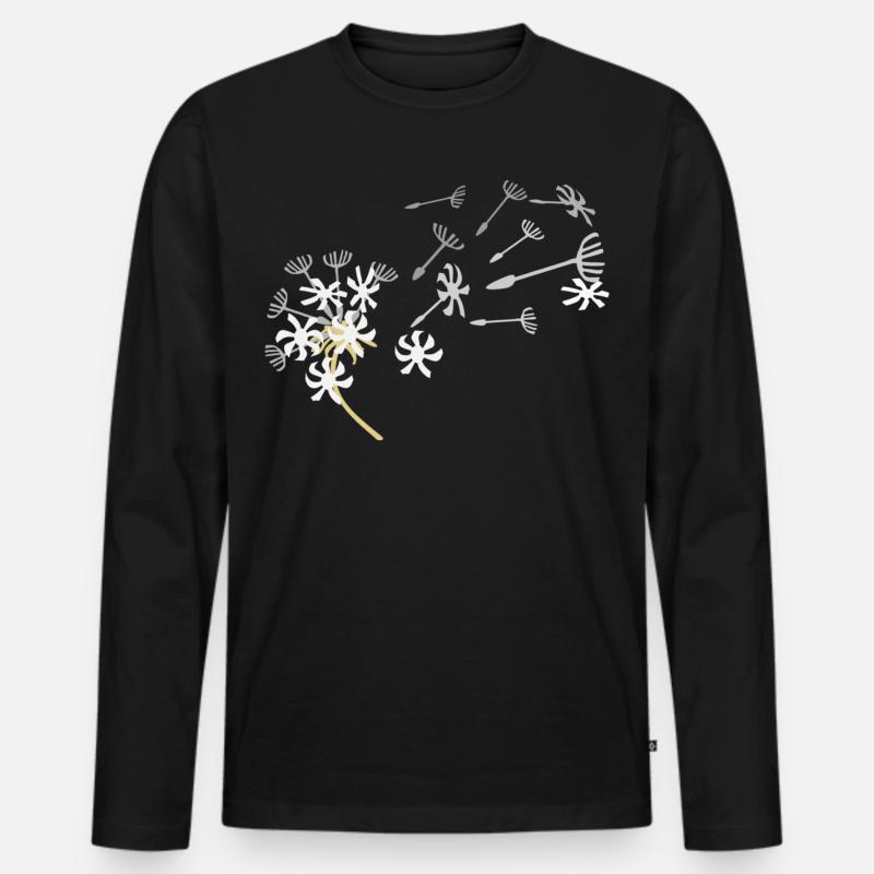 Pusteblume Samenflug Design - Männer Premium Bio Langarmshirt - Schwarz
