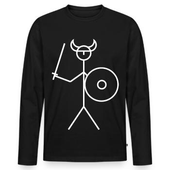 Viking - Männer Premium Bio Langarmshirt - Schwarz - Vorne - Nico (187cm)