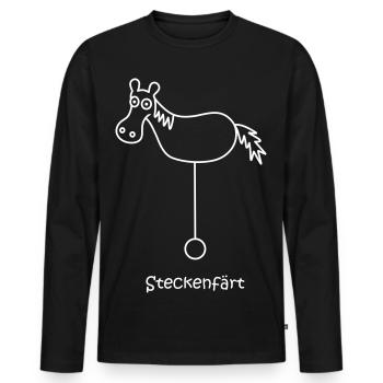 Steckenfärt, hobbyhorse, horse on wheels - Men's Premium Organic Long Sleeve Shirt - black - Front - Nico (187cm)