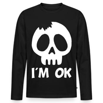 Je vais bien (blanc) - T-shirt manches longues Premium bio Homme - noir - Devant - Nico (187cm)