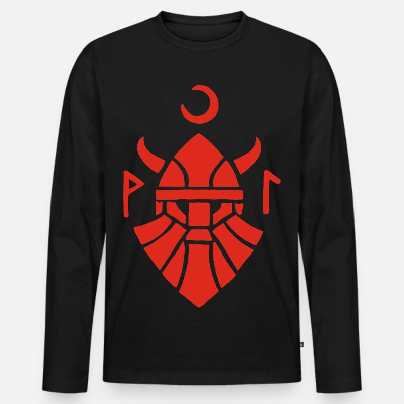 Rotes Wikinger-Krieger-Symbol - Männer Premium Bio Langarmshirt - Schwarz