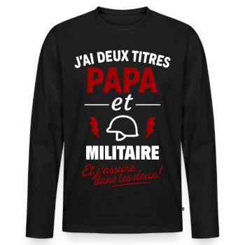 Military Dad Gift Father's Day Christmas Soldier - Men's Premium Organic Long Sleeve Shirt - black - Front - Nico (187cm)