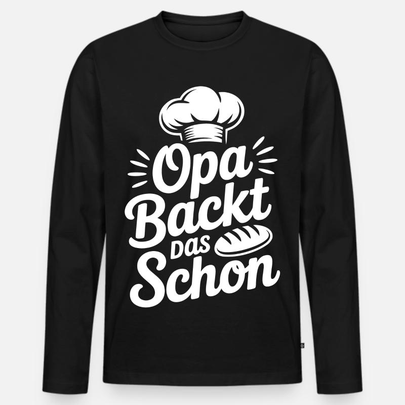 Opa backt das Schon - Männer Premium Bio Langarmshirt - Schwarz